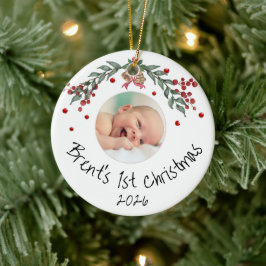 Baby's First Christmas Personalisiert Foto Keramik Ornament