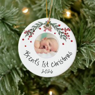 Baby's First Christmas Personalisiert Foto Keramik Ornament