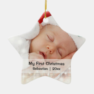 Baby's First Christmas Personalisiert Foto Templat Keramik Ornament