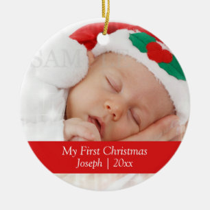 Baby's First Christmas Personalisiert Foto Templat Keramikornament