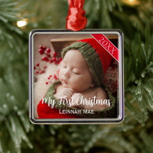 Baby's First Christmas Personalisiertes Foto Keepa Ornament Aus Metall