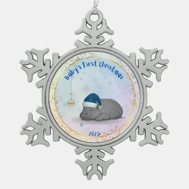 Baby's First Christmas - Pewter Hippo Ornament (Vorderseite)