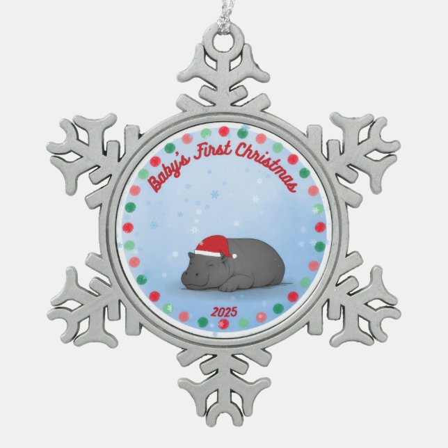 Baby's First Christmas - Pewter Hippo Ornament (Vorderseite)