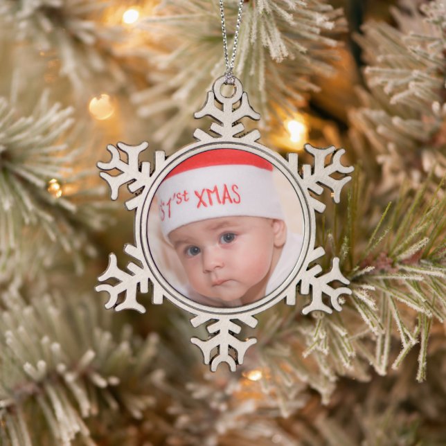 Baby's First Christmas Pewter Snowflake Ornament (Baum)