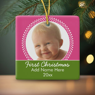 Baby's First Christmas Photo Frame Keramikornament