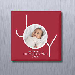 Baby's First Christmas Photo Red Magnet