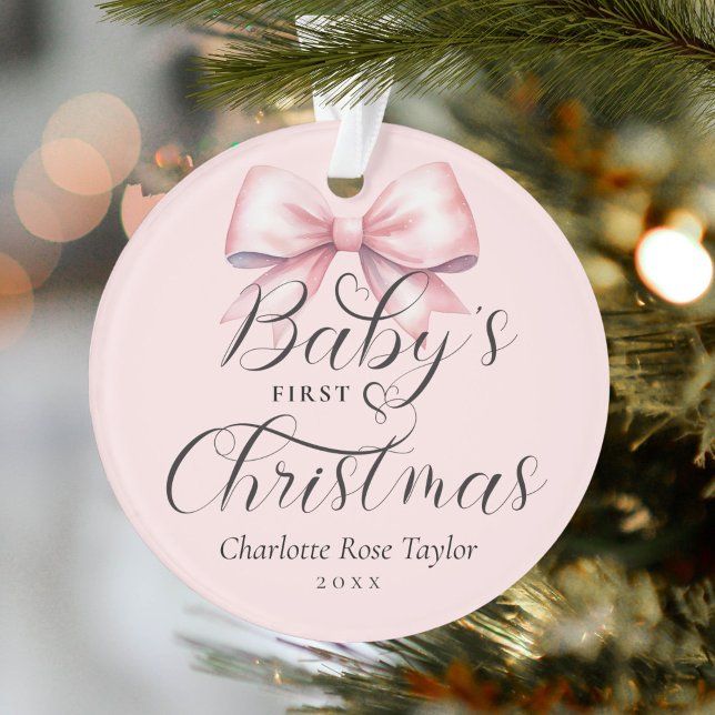 Baby's First Christmas Pink Bow Keepake Ornament (Von Creator hochgeladen)