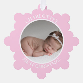 Baby's First Christmas Pink Girl | Meldung und FOT Ornament Karte