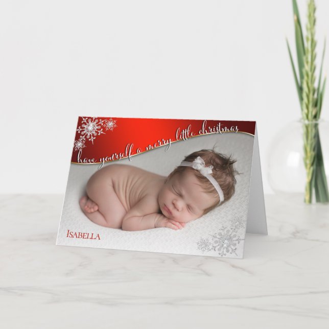 Baby's First Christmas Red - DEIN BABY'S FOTO Karte (Vorderseite)