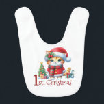 Baby's First Christmas Red Santa Anzug Kitty Babylätzchen<br><div class="desc">Baby's First Christmas Bib mit Design auf beiden Seiten. Schmutzig auf der einen Seite,  schwenke sie für eine saubere Seite um. Text 1. Christmas</div>