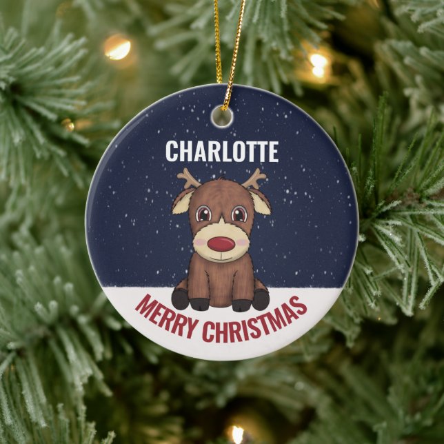 Baby's First Christmas Rentier & Foto Keramik Ornament (Baum)