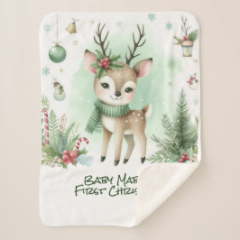Baby's First Christmas Rentier Green Sherpadecke