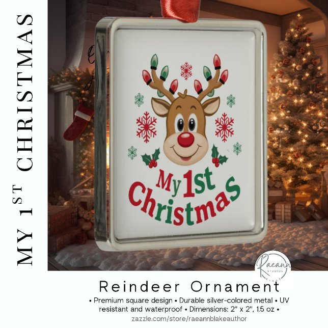 Baby's First Christmas Rentier Ornament Aus Metall (Von Creator hochgeladen)