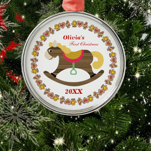 Baby's First Christmas Rocking Horse Ornament Aus Metall