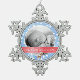 Baby's First Christmas Rudolph Schneeflocken Zinn-Ornament