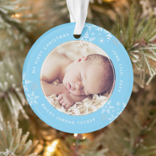 Baby's First Christmas-Schneeflocken Baby Boy Blau Ornament