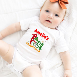 Baby's First Christmas Schneemann Personalisiert W Baby Strampler