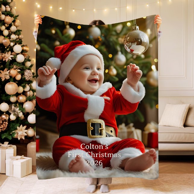 Baby's First Christmas Sherpa Blanket Custom Photo Sherpadecke (Von Creator hochgeladen)