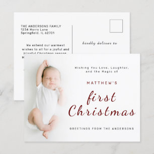 Baby's First Christmas Simple 1 Foto Feiertagspostkarte