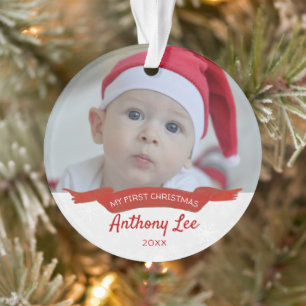 Baby's First Christmas Simple Foto Banner Ornament