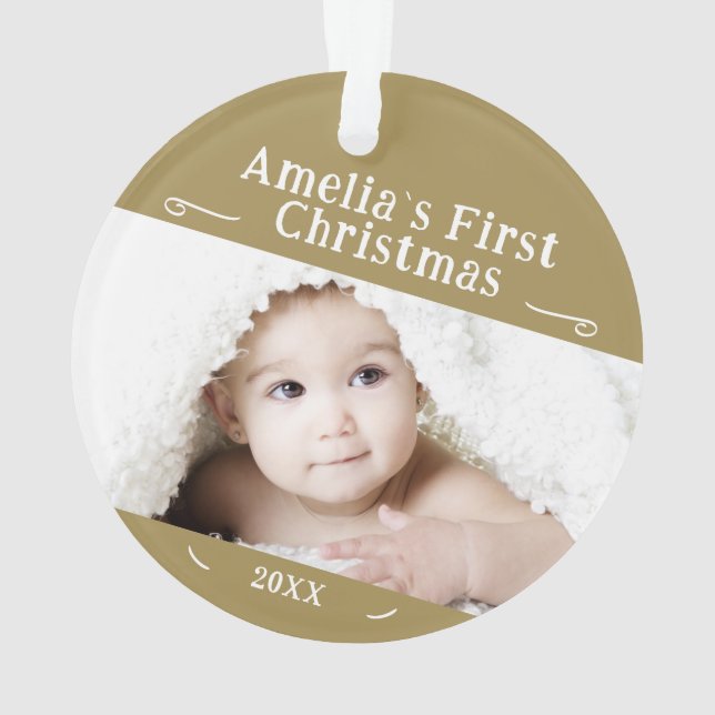 Baby's First Christmas Simple Foto Keepake Ornament (Rückseite)