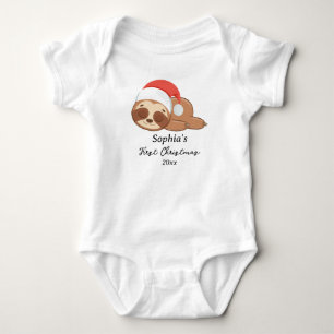 Baby's First Christmas Sloth Individuelle Name Baby Strampler