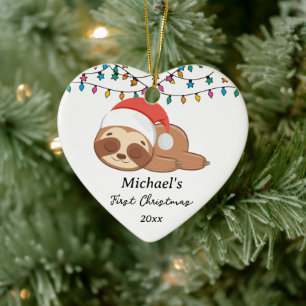 Baby's First Christmas Sloth Individuelle Name Keramik Ornament