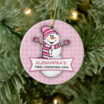 Baby's First Christmas Snowman Ornament<br><div class="desc">Bezaubernd niedlicher unvergesslicher Sake für die erste Weihnachtszeit des Babys!</div>