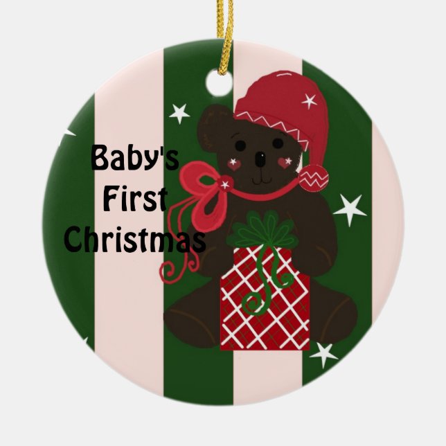 Baby's First Christmas Teddy Bär Keramikornament (Vorne)
