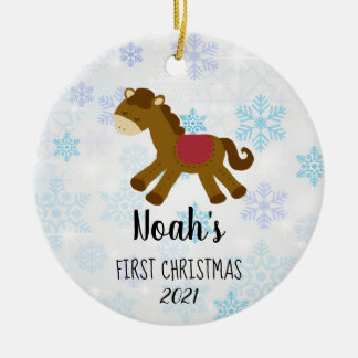 Baby's First Christmas Toy Horse Custom Keramik Ornament