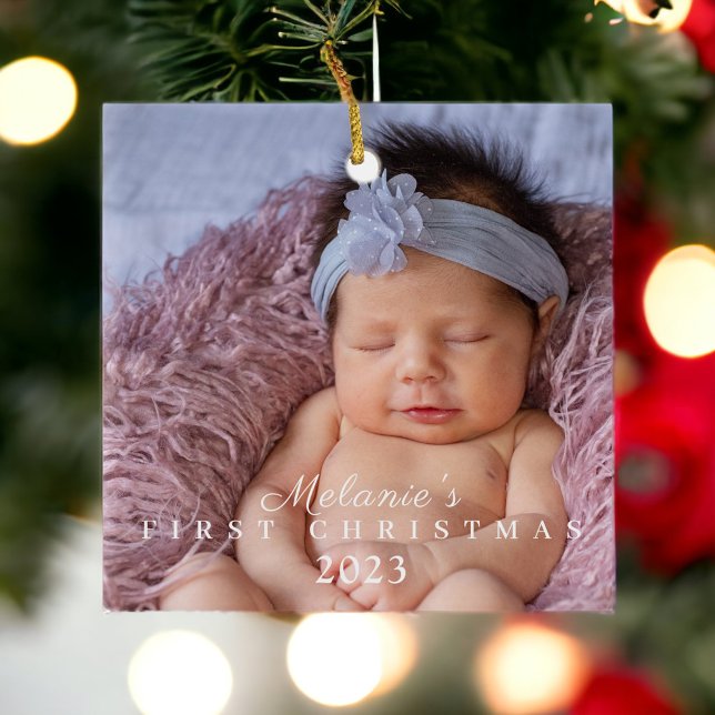 Baby's First Christmas Two Foto Neugeborene Niedli Keramikornament (Von Creator hochgeladen)
