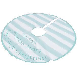 Baby's First Christmas Typografy Boy Blue Leinenimitat Weihnachtsbaumdecke