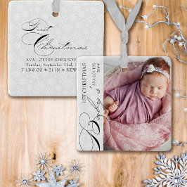 Baby's First Christmas Vertical Foto Snowflake Ce Keramikornament