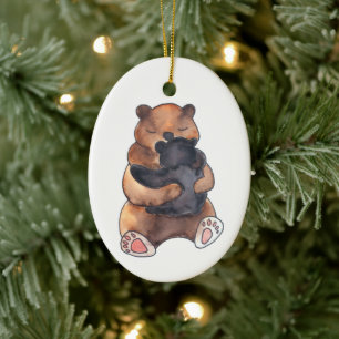 Baby's First Christmas Woodland Bear Hug Keramik Ornament