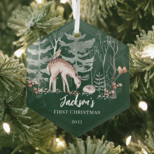 Baby's First Christmas Woodland Ornament Aus Glas