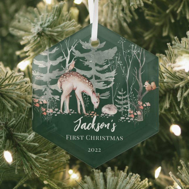 Baby's First Christmas Woodland Ornament Aus Glas (Insitu)