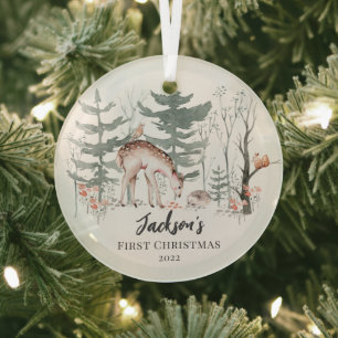 Baby's First Christmas Woodland Ornament Aus Glas