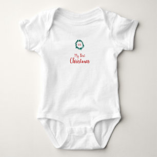 Baby's First Christmas Wreath Baby Bodysuit Strampler