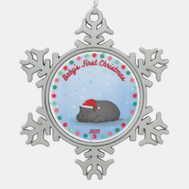 Baby's First Christmas - Zinn-Hippopotamus-Ornamen Schneeflocken Zinn-Ornament