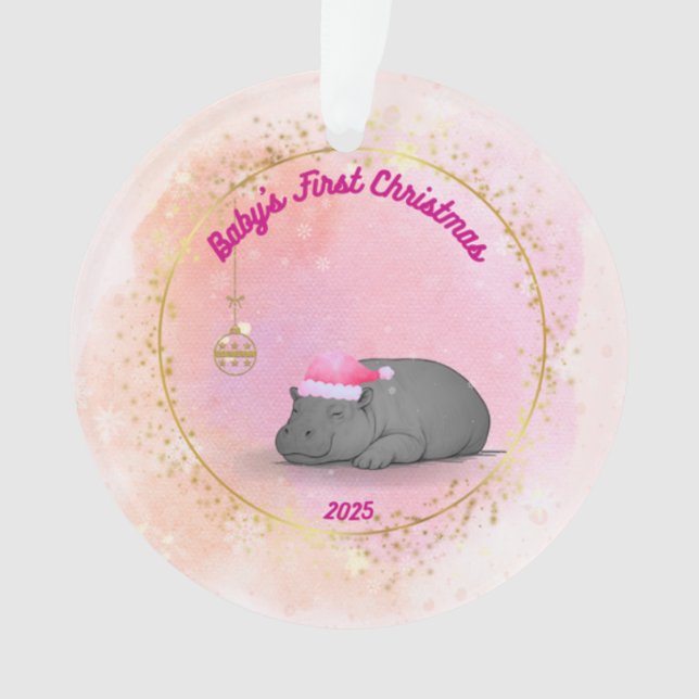 Baby's First ChristmPygmy Hippo Christmas Ornament (Vorderseite)