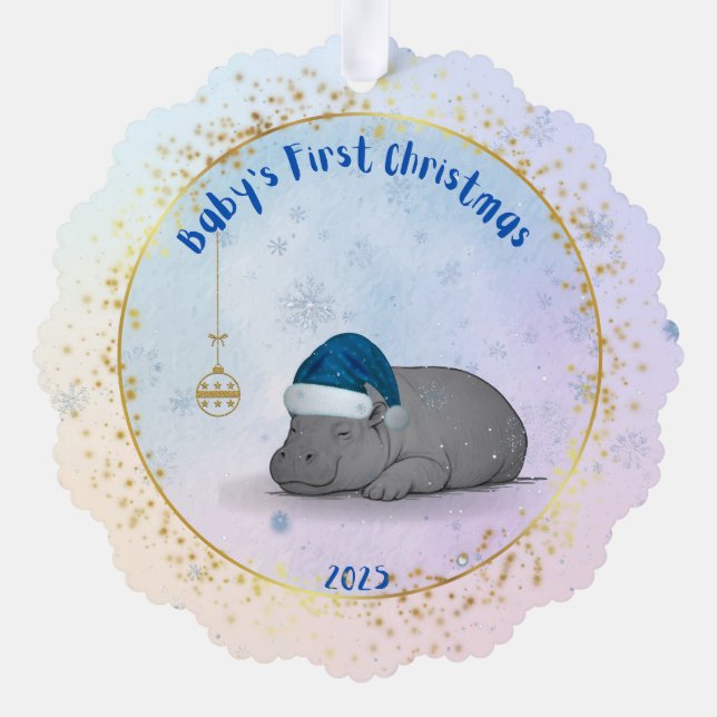 Baby's First Chritmas - Paper Ornament - Hippo Karte (Rückseite)