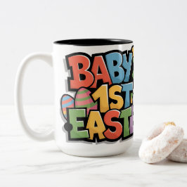 Baby's First Easter Colorful Block Lettering & Egg Zweifarbige Tasse