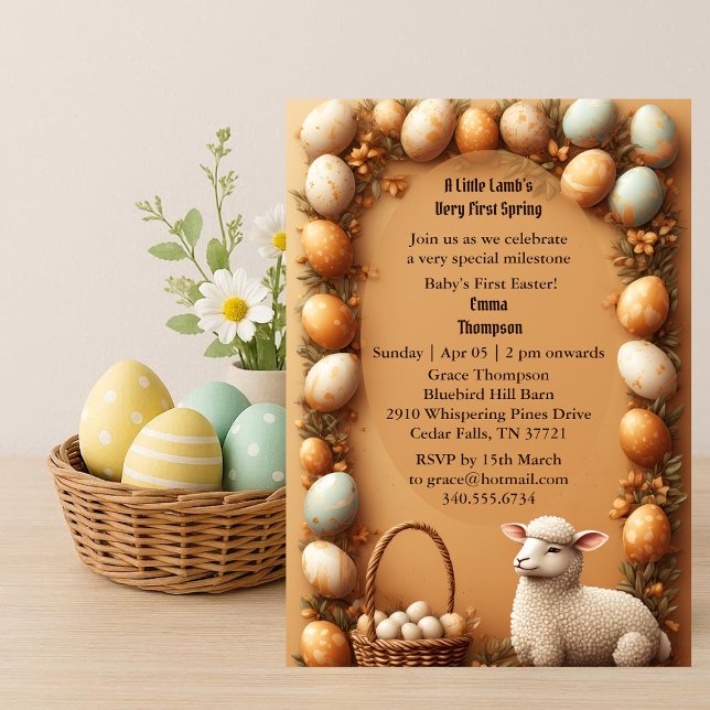 Babys First Easter Pastel Green Spring Lamb Party Einladung (Babys First Easter Pastel Green Spring Lamb Party Invitation)