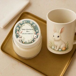 Baby's First Easter Spring Wreath Woodland Animals Runder Aufkleber