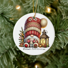 Baby's First Gnome Christmas Keramik Ornament