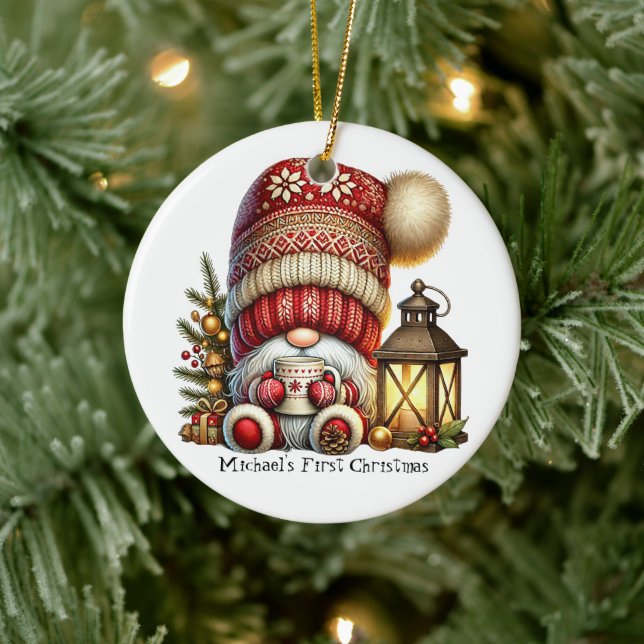 Baby's First Gnome Christmas Keramik Ornament (Baum)