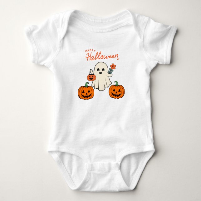 Baby's First Halloween Ghost and Pumpkin Baby Strampler (Vorderseite)