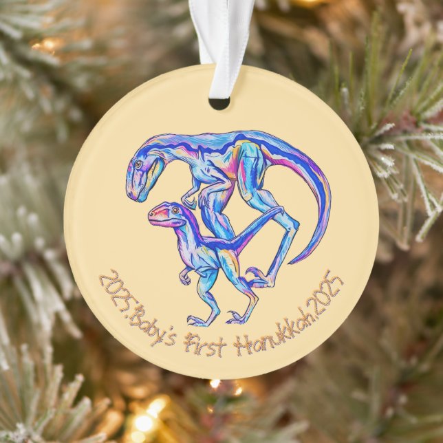 Baby's First Hanukkah 2025 Unisex Velociraptor Ornament (Baum)