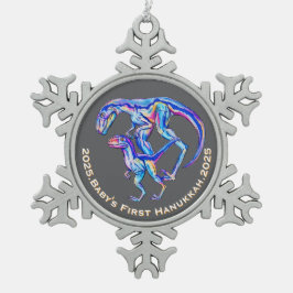 Baby's First Hanukkah 2025 Velociraptor Holiday Schneeflocken Zinn-Ornament