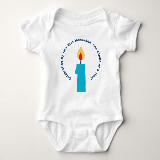 Baby's First Hanukkah Candle Niedlich Funny Baby B Strampler (Vorderseite)